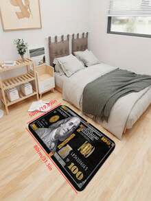 1pc New US Dollar Bill Design Area Rug, Suitable For Living Room, Bedroom, Indoor - Machine Washable - Flannel Material, Soft Wrap, Skin-Friendly, No Pilling, Water-Resistant Easy Care, Odorless - Ideal For Home Decor, Room Decor, Living Room Carpet, Bedroom Carpet, Bathroom Carpet, Kitchen Carpet, Area Rug, Hotel Decor - Area Rug, All Season Use.