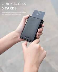 Tarjetero con bolsillo para dinero, billetera emergente, RFID anti-escaneo, estuche delgado de metal para tarjetas bancarias, puede contener 5 tarjetas y billetes - Cruz negra - Ver 1