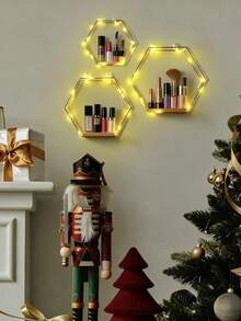 1 قطعة/3 قطع رف حائط بدون ثقب، رف تخزين حائطي بتصميم إبداعي مبسط على الطراز الإسكندنافي للغرفة المعيشية والنوم والمطبخ والحمام