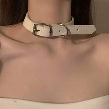 1pc Edgy Leather Chokers For Women, Dainty Punk Necklaces Sleek Neck Bands For Party Date Gift Exchange Sexy Statement Accessories - 黑色 - 查看 4