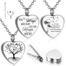3 Styles Stainless Steel Cremation Urn Necklace, Can Store Ashes, Memorial Pendant Necklace Suitable For Both Men And Women, As Jewelry To Commemorate Deceased Loved Ones - Silver - View 1