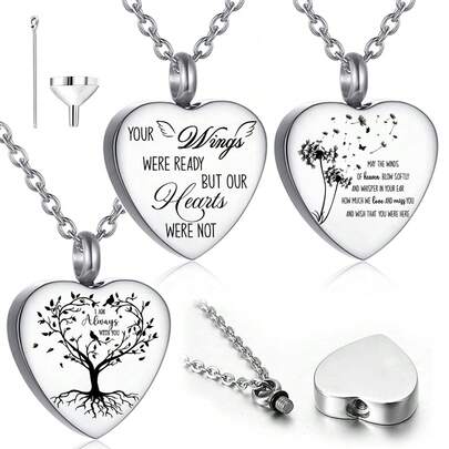 3 stijlen Urn ketting voor as Crematie urnen Herinneringsmedaillon ketting voor as Roestvrijstalen aandenken ketting voor vrouwen Mannen Geliefden Crematie sieraden