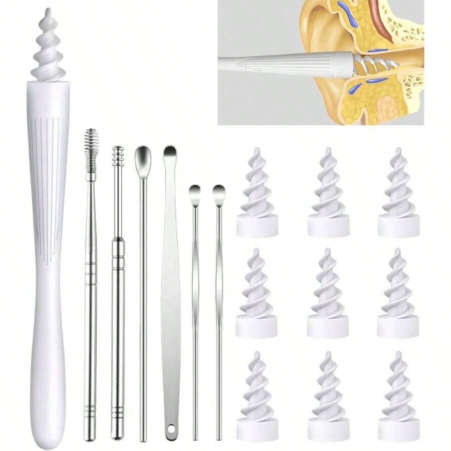 In 1 Ear Wax Removal, 2025 Q - Grips Ear Wax Removal Reusable And Washable Soft Silicone Tips Cleaner Earwax, Ear Wax Removal Kit Contains Types Of Ear Cleaner Tools - trắng - Xem 1