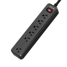 CILIA 1/2 Pcs Flat Plug Surge Protector Power Strip, 6 AC Outlets, 5 Ft Flat Braided Extension Cord,Dorm Room Essentials College,Compact Desk Charging Station Wall Mount For Office, School, Dorm