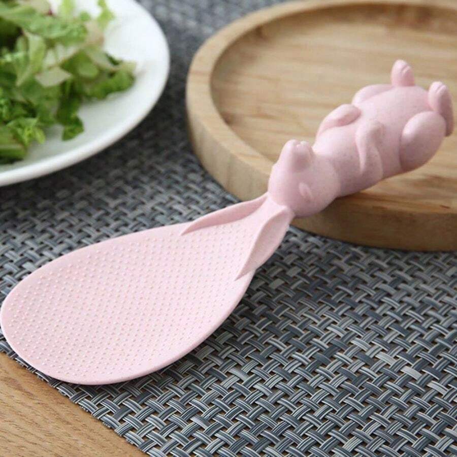 Stand-Up Rice Spoon Kitchen Wheat Straw Tableware Cute Little Rabbit ...
