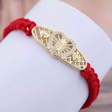 Assorted Heart-Shaped Virgin Mary/St. Jude Woven Bracelet, Stylish Casual Jewelry For Men, Copper Inlaid CZ, Suitable For Religious Believers To Wear Daily