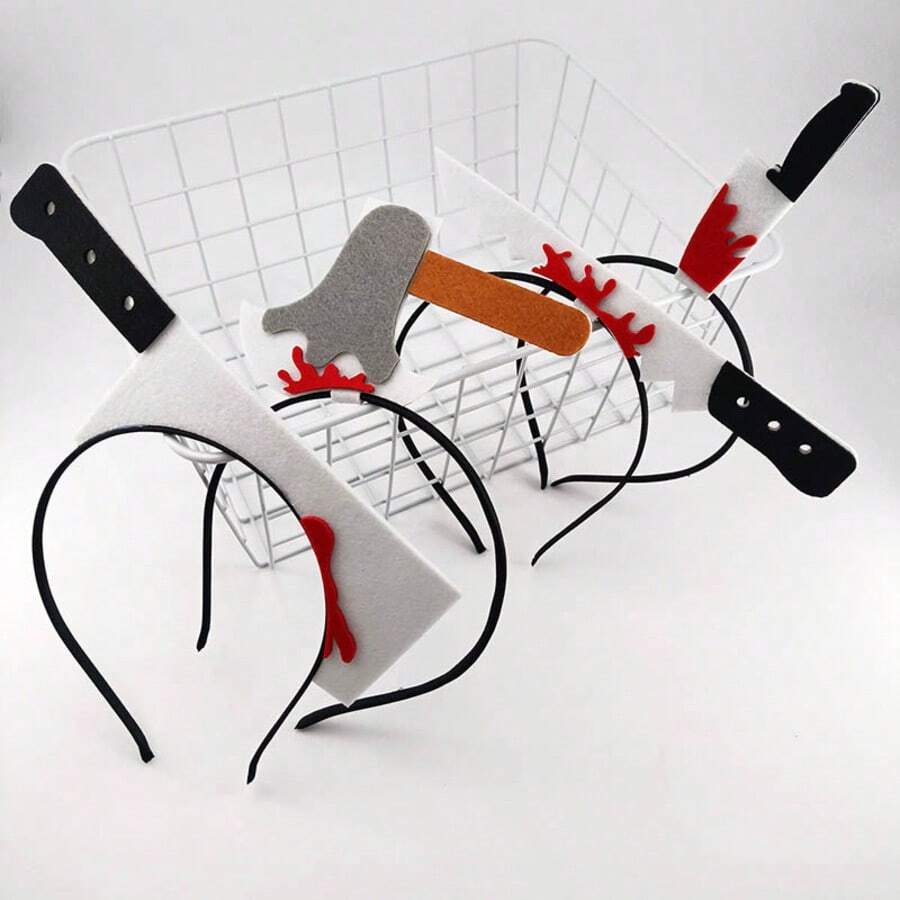 1/4 piezas Cuchillo de Halloween Fiesta de Horror Aleación de Hierro 3D Diadema, Adecuado para Usar en Halloween, Belleza, Aro para el Cabello Diadema para Mujeres Accesorios para la Cabeza