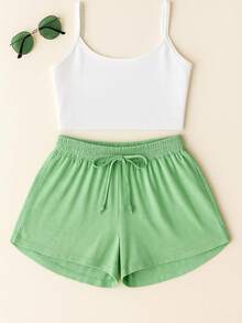 Women's Plus Size Shorts, Summer Style, Light And Loose - Pistachio - View 2