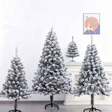 1pc Flocked Snowflake Christmas Tree, Artificial Hinged Christmas Tree With Metal Stand And Hinged Branches, Suitable For Home, Office, Party Decoration, Indoor Christmas Decor | Comfortable Holiday Design | Fluffy Branch Texture, Christmas Tree Ornament Christmas Decorations Home Christmas Gifts Christmas Decor - Multicolor - View 3