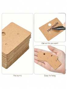 Earring Display Card, Kraft Paper Blank Jewelry Label, 4.5*3.2cm/1.77*1.26in, Writable DIY Packing, Stud Storage Card For Retail And Handmade Jewelry Price Tags (Brown, Black, White) - Jewelry Making Display And Packaging Supplies Back To School
