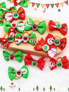 10件经典圣诞红绿宠物头饰，迷你可爱宠物毛发装饰配件，圣诞狗狗配饰，适合长毛猫和小型犬，款式随机 - 彩色 - 查看 10