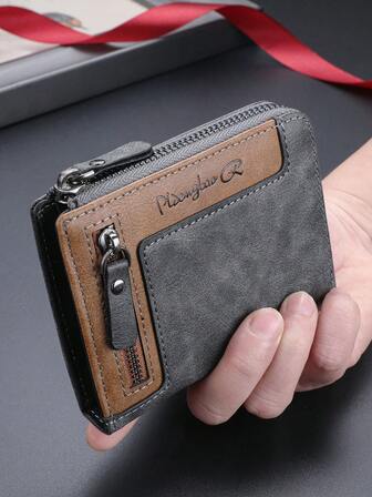 CarrKen新款男士钱包，复古时尚多功能拉链钱包，年轻学生多用途多卡位钱包，万圣节、圣诞节男士礼物