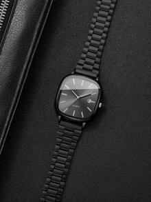 1pc Men's Gift Watch, Classic Fashion Square Dial Calendar Display, Casual Stylish Quartz Wristwatch, Watch Box Not Included - Black - View 6