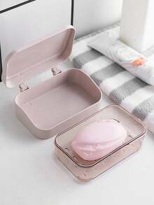 1pc Quick-Drain Soap Dish With Lid - Thickened Non-Slip Bath Organizer, Detachable Shower Caddy For Home/Dorm/Travel, Multi-Color Options, 2 Layers Rectangular Soap Box Container For Shower Bathroom, Holiday Camping Holiday Essentials Vacation Accessories, For Bathroom, Travel, Without Drilling