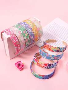 1/10pcs Scallion Powder Flower & Heart Headband, Sweet Hair Hoop Versatile For Party, Daily, School, Holiday Wear