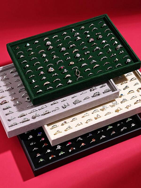 1 pezzo Portaanelli in velluto, vassoio portamonili impilabile, organizer per gioielli ad alta capacità adatto per collane, orecchini, bracciali, anelli, spille, organizer per il trucco da camera da letto, regalo per le feste, regalo di Natale per donne, fidanzate, mamme, essenziale per la collezione, decorazione camera da letto, decorazione autunnale