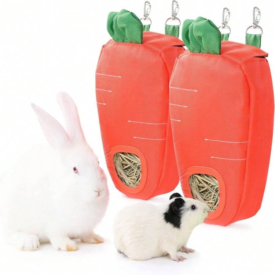Rabbit Food Dispensers Hay Feeder Bag For Guinea Pigs Accessories Storage Manger Hanging Capacity 0.26lb Large,21020074 - 酒紅色 - 查看 1