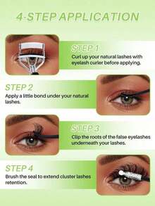 540pcs D Curl 4 Styles 10-18mm/14-22mm Mixed Length Fluffy Volume Cluster Lashes Kit Soft And Comfortable False Eyelashes Long-Lasting Lashes Kit With Lash&Seal Lash Remover And Tweezers Eyelash At Home Daily Life&Dates And Party - 黑色 - 查看 8