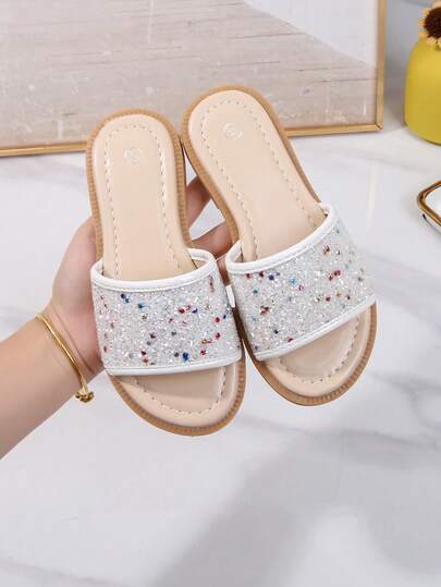 1 Pair Soft & Comfortable Fashion Girls Low-Top Flat Slippers, Suitable For Casual & Holiday Wear