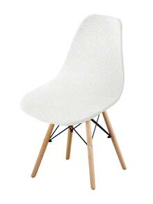 1pc Minimalist Solid Color Removable Washable All-Season Corn Velvet Elastic Curved Shell Chair Cover - White - View 9
