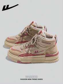 1 Paar WARRIOR Damen Schuhe mit dicker Sohle, Schnürung und weichem Boden, runde Zehenpartie, rutschfest, einfarbig, elegant, weiche Sohle, für Outdoor und Pendeln geeignet, passend für Studenten beim Abschlussfoto, flache Leder Sport Skateboard Schuhe