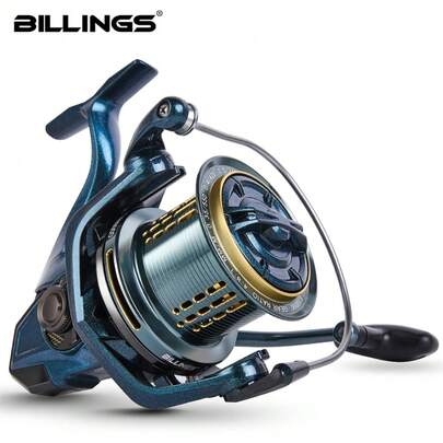BILLINGS 20kg Max Drag Capacity Smooth & Powerful Saltwater Fishing Reel, CNC Aluminum Spool, Stainless Steel Shaft, 8000/10000/12000/14000 Size Long Distance Casting Reel