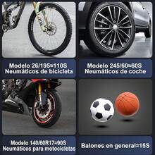 Compresor de Aire Portátil para Auto,Inflador de Llantas Eléctrica, 150 PSI Bomba de Aire Inalámbrica con LED Inteligente para Inflar y Presurizar Bicicletas, Autos, Motos y Balones - 2 en 1 - Ver 7