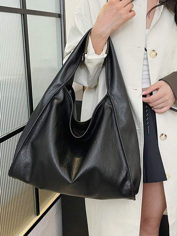New Fashion Women's Handbag, Minimalist Casual Large Capacity Tote Bag, Soft Leather Shoulder Underarm Bag,