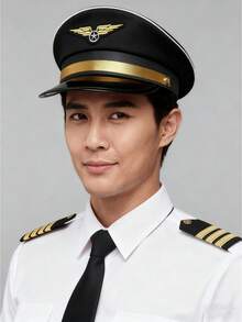 1 件男女通用飞行员/空乘人员帽子，宇航员太空部队帽，适合角色扮演，化装舞会配饰 - 彩色 - 查看 3