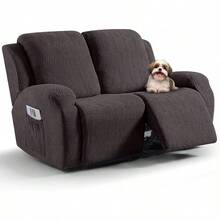 VANSOFY Recliner Couch Cover, 8-Pieces Stretch Recliner Sofa Cover Soft Jacquard Reclining Slipcover Furniture Protector With Elastic Bottom For Kid, Pets(3 Seat,Gray)