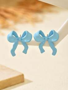 1 Pair Classic Elegant Bow Stud Earrings For Women, Suitable For Dates, Parties, Vacations, Casual Wear, A Great Gift For Mom Or Girlfriend