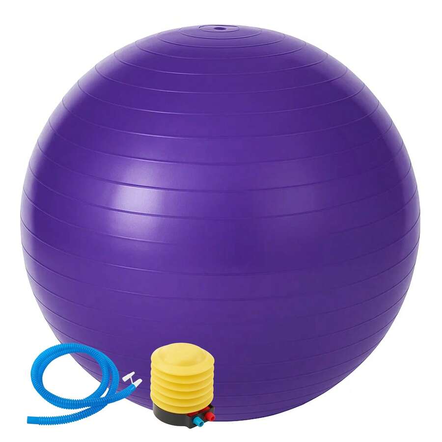 65CM Exercise Ball Yoga Pilates & Balance Anti Slip With Quick Foot Pump - Purple - View 1