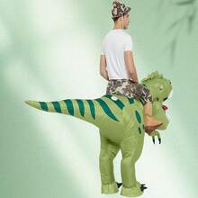 成人充气霸王龙服装，男女充气服装 - 骑乘恐龙化装舞会服装，适合万圣节、狂欢节、圣诞节和活动派对服装 - 綠色 - 查看 5