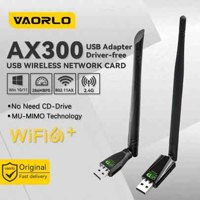 全新 WIFI 6 USB 适配器 AX286 网卡适配器 2.4GHz Wi-Fi 加密狗 802.11AX 天线信号接收器 适用于笔记本电脑 Windows 10 11 支持 MU-MIMO 多设备连接