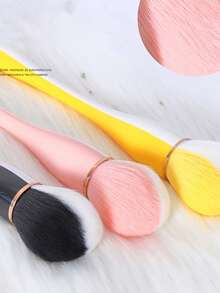 1 pieza Pincel de maquillaje de cabeza redonda de dos tonos, cerdas suaves para polvo, rubor, base, arte de uñas y polvo