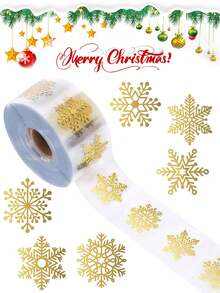 Nuevas pegatinas navideñas, pegatinas decorativas de oro transparente con forma redonda para el embalaje de regalos de comercio transfronterizo, decoración navideña