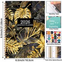 1pc 2026 Weekly & Monthly Planner Notebook, Spiral Bound, Floral Design, Multi-Functional Calendar, Diary, Memo Pad For Office, Students - Multicolor - View 15
