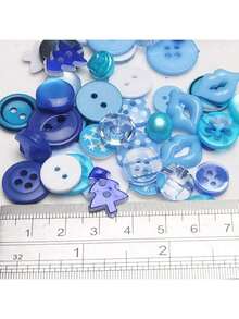 EstiloChenkou Craft Random - 100 Botones De PláStico PequeñOs Para Manualidades De Costura (Mezcla)VersióN Mejorada - azul - Ver 5