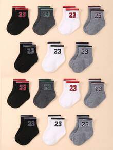 14 双婴儿字母 23 条纹运动袜，7 双婴儿纯色弹力袜，男女通用幼儿四季透气休闲袜，婴儿袜子，新生儿幼儿袜子，婴儿洗澡装饰万圣节圣诞节礼物