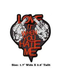 1PC Love It When You Hate Me Heart Patch Pop Punk Rock Embroidered Iron-On - Multicolor - View 7