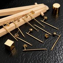 10 件套 304 不锈钢 18k 镀金耳环组件圆柱形耳钉连接器适用于女士不锈钢首饰适合 DIY 珠宝配饰和耳环