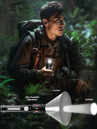 Linterna de largo alcance ultra, linterna para senderismo, luz de zoom, linterna recargable LED de alta luminosidad para camping y correr, linterna portátil impermeable para pesca y senderismo de emergencia