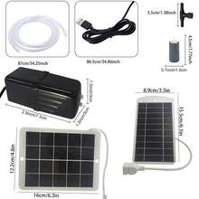 Bomba oxigenadora USB + Panel solar, la bomba oxigenadora puede proporcionar oxígeno para los peces cuando se pesca al aire libre, y el panel solar puede usar el sol para alimentar la bomba oxigenadora, permitiéndote pescar todo el día sin preocupaciones. Estas mini bombas de aire portátiles para acuarios y paneles solares se pueden llevar contigo.