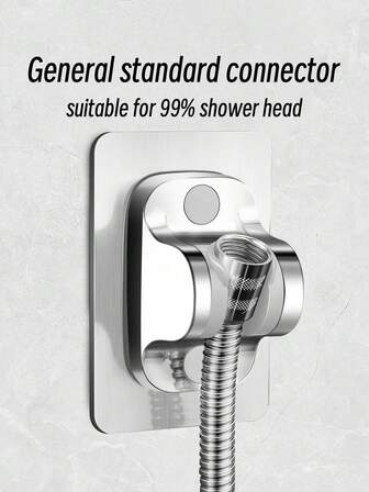 1pc Modern No-Drill Wall Mount, Portable Holder / ABS Design - Universal Fixed Shower Head Base No-Drill Shower Head Bracket, Bathroom Shower Sprayer Adjustable Hanging Accessory