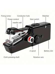 Mini Portable Electric Handheld Sewing Machine,Compact & Lightweight For Home, Travel, DIY,Quick Stitching And Versatile With Black And White Color Options - màu đen - Xem 6