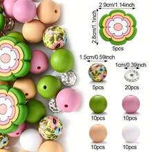 70pcs Colorful Flower Silicone Bead Set - Ideal For DIY Crafting Keychains, Necklaces, Bracelets, Decorative Pens, Jewelry And Pendants