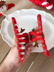 1pc Adult Versatile Accessory Elegant Girl 3D Fabric Plush Shark Claw Hair Clip, Suitable For Christmas, Holiday Parties, And Everyday Use Winter Hair Clutch Elegant Claw Clips