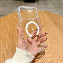 1pc Transparent Acrylic Minimalist Magnetic Phone Case Compatible With Iphone 17 Pro Max, 17 Pro, Air, 16 Pro Max, 15 Plus, 14, 13, 12/13 Mini, 11