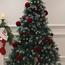 12pcs Velvet Christmas Ornaments Balls – Red Flocked Xmas Tree Hanging Ornaments With Golden Ribbons, Plastic Shatterproof Holiday Balls For Christmas Tree Decorations, Home Decor & Party Supplies, Elegant Christmas Ornament Sets For Seasonal Decor, Festive Hanging Baubles For Holiday Celebration Displays Christmas Decorations Room Decor Winter Christmas Decorations Home Christmas Gifts Christmas Decor