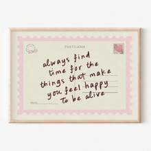 1 件，墙面艺术，复古海报，Always Find Time 明信片艺术印刷品，粉色时尚积极学院风帆布画，客厅装饰，卧室美学设计，送给朋友的礼物，乔迁礼物，无框 - 彩色 - 查看 7